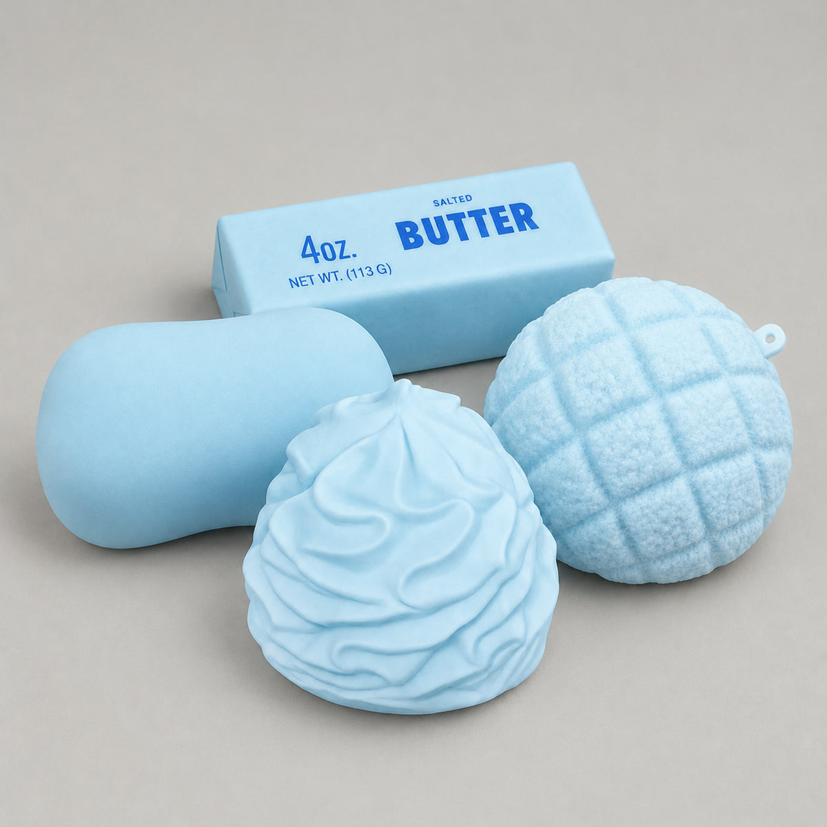 Blue Squishy Collection - Soap, Butter, Cream & Pineapple Bun 4-in-1 Bundle product visual 1